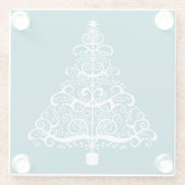 ホワイトクリスマスツリーオンティール（緑がかった色） ガラスコースター (裏面)
