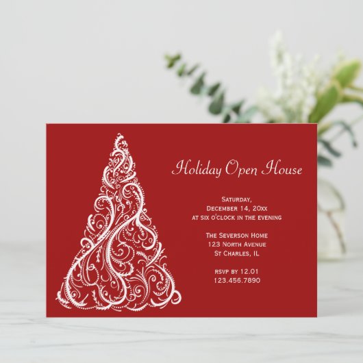 ホワイトクリスマスツリーオンレッドホリデーオープンハウス 招待状 (スタンド正面)