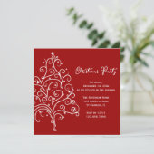 ホワイトクリスマスツリーオンレッドホリデーパーティー 招待状 (スタンド正面)