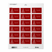 ホワイトクリスマスツリーオンレッド差出人住所 ラベル (フルシート)