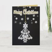 ホワイトクリスマスツリーオーナメントオーバーブラックテンプレート シーズンカード (正面)