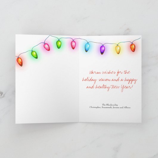 ホワイトクリスマスツリーオーナメントライトテンプレート シーズンカード (内部)