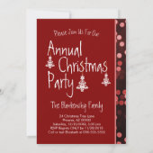 ホワイトクリスマスツリーオーナメント深いレッドカスタム 招待状 (裏面)