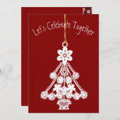 ホワイトクリスマスツリーオーナメント 招待状 (正面/裏面)