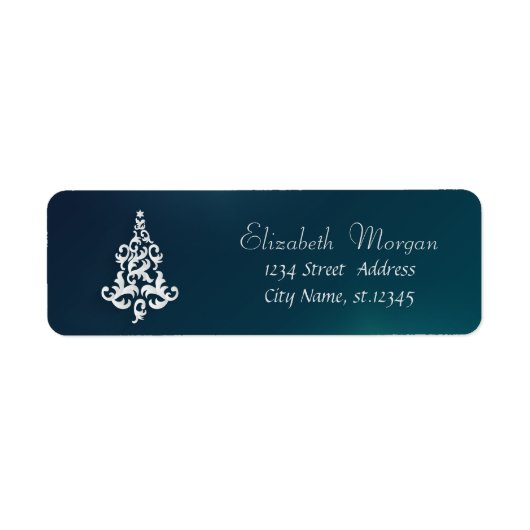 ホワイトクリスマスツリーグリーンホリデー，クリスマス ラベル (正面)