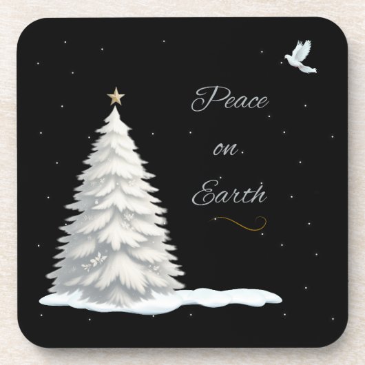 ホワイトクリスマスツリーピースコースター コースター (正面)