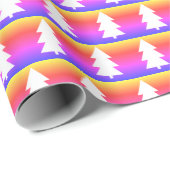 ホワイトクリスマスツリーブルーパープルオレンジ ラッピングペーパー (ロールコーナー)