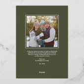 ホワイトクリスマスツリーホリデーフォトカード 箔シーズンカード (裏面)