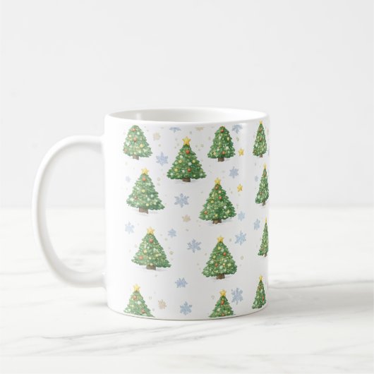 ホワイトクリスマスツリーマグ コーヒーマグカップ (左)