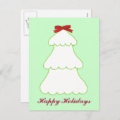 ホワイトクリスマスツリーレッドボウホリデーズはがき シーズンポストカード (正面/裏面)