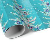 ホワイトクリスマスツリーヴィンテージ紫ピンクブルー ラッピングペーパー (ロールコーナー)