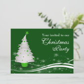 ホワイトクリスマスツリー＆サンタクロースのクリスマスパーティー 招待状 (スタンド正面)