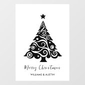 ホワイトクリスマスツリー ビジネス窓デコレーション ウィンドウサイン (シート)