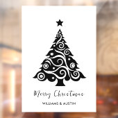 ホワイトクリスマスツリー ビジネス窓飾り ウィンドウサイン (シート2)