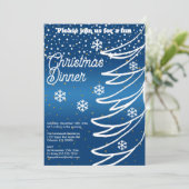 ホワイトクリスマスツリー&雪&金ゴールド紙吹雪 招待状 (スタンド正面)