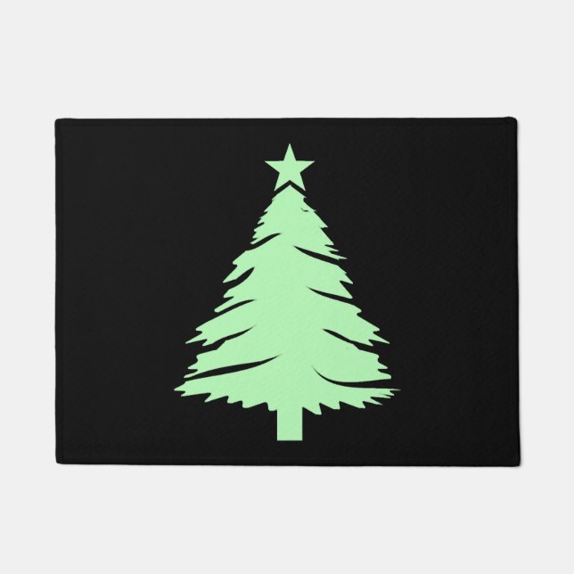 ホワイトクリスマスツリーTシャツ – メリークリスマス ドアマット (正面)