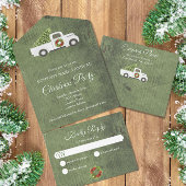 ホワイトクリスマストラックグリーンウッド会社のパーティー オールインワン招待状