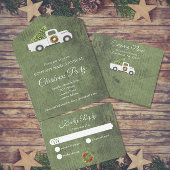 ホワイトクリスマストラックグリーンウッド会社のパーティー オールインワン招待状