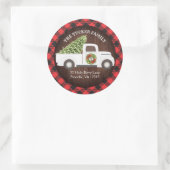 ホワイトクリスマストラックツリーリースプレイドアドレス ラウンドシール (バッグ)