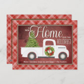 ホワイトクリスマストラックレッドプレイドウッド移動 ポストカード (正面/裏面)