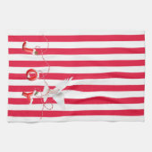 ホワイトクリスマスドーブストライプオン キッチンタオル (横)