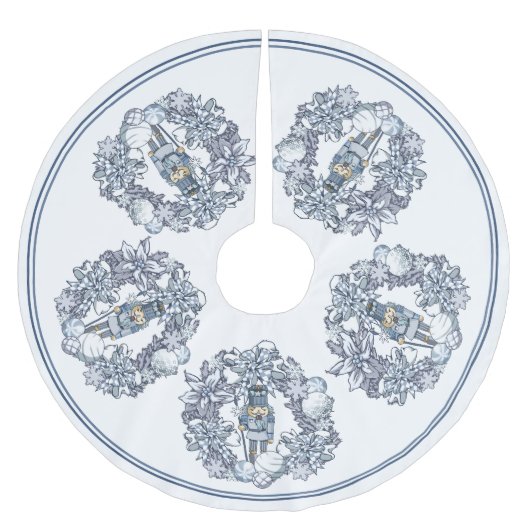 ホワイトクリスマスナッツクラッカーリース ブラッシュドポリエステルツリースカート (正面)