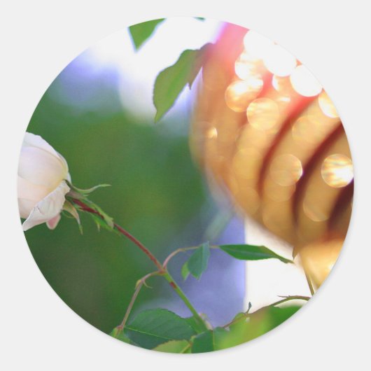 ホワイトクリスマスバラ ラウンドシール (正面)