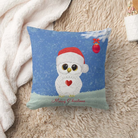 ホワイトクリスマスフクロウ クッション (ブランケット)