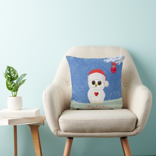 ホワイトクリスマスフクロウ クッション (椅子)