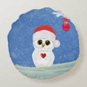ホワイトクリスマスフクロウ スロー枕 ラウンドクッション (裏面)