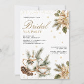 ホワイトクリスマスフローラティーパーティーブライダルシャワー 招待状 (正面)