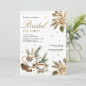 ホワイトクリスマスフローラティーパーティーブライダルシャワー 招待状 (スタンド正面)