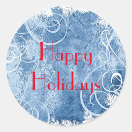 ホワイトクリスマスブルー霜の降りたのシールをパーソナライズ ラウンドシール