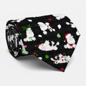 ホワイトクリスマスプードルズブラック ネクタイ (ロール)