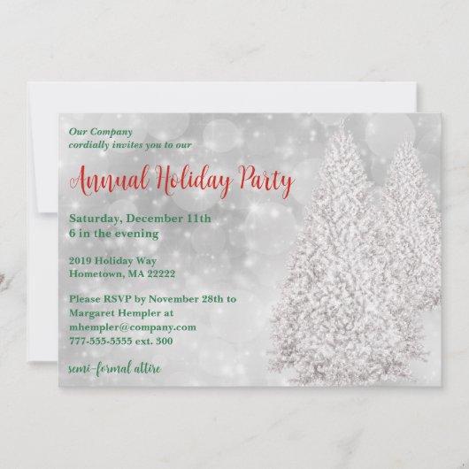 ホワイトクリスマスホリデーパーティー招待状 招待状 (正面)