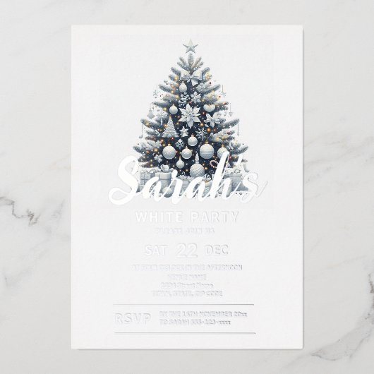 ホワイトクリスマスホリデーパーティー 箔招待状 (正面)