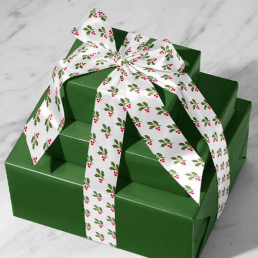 ホワイトクリスマスホリーススリグスホリデー サテンリボン