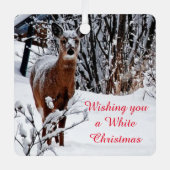 ホワイトクリスマスホワイトテールディアーオーナメント メタルオーナメント (正面)