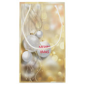 ホワイトクリスマスボールと金ゴールドバブル スモールペーパーバッグ (裏面)