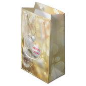 ホワイトクリスマスボールと金ゴールドバブル スモールペーパーバッグ (正面アングル)