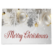 ホワイトクリスマスボール雪片ストリングライト ラージペーパーバッグ (正面)