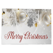 ホワイトクリスマスボール雪片ストリングライト ラージペーパーバッグ (裏面)