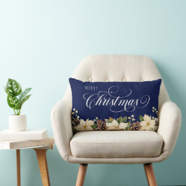 ホワイトクリスマスポインセチア ランバークッション