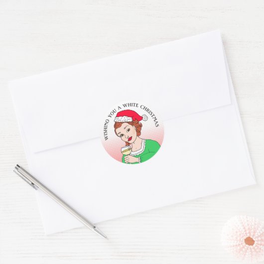 ホワイトクリスマスユーモアの休日をお祈り ラウンドシール (封筒)