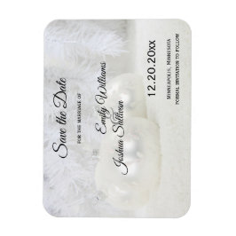 ホワイトクリスマス冬の結婚式の日付を保存 マグネット