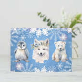 ホワイトクリスマス北極の動物たちのホリデーカード シーズンカード (スタンド正面)
