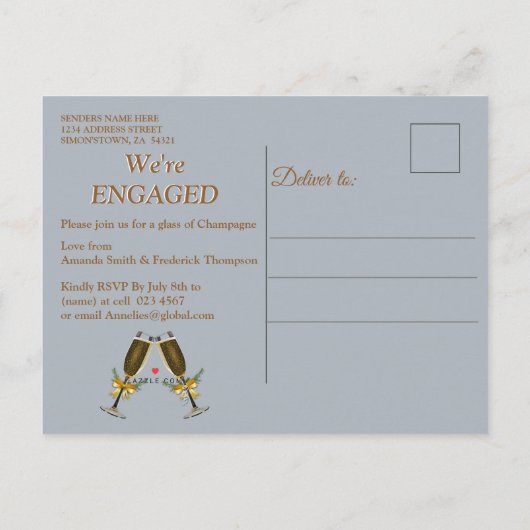 ホワイトクリスマス婚約 インビテーションポストカード (裏面)