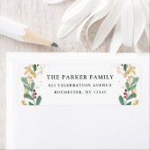 ホワイトクリスマス差出人住所に金色の緑 ラベル (インサイチュ)