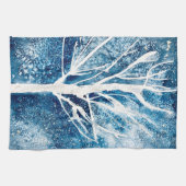 ホワイトクリスマス樺の木ツリー雪 キッチンタオル (横)