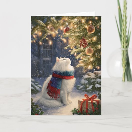 ホワイトクリスマス猫 シーズンカード (正面)